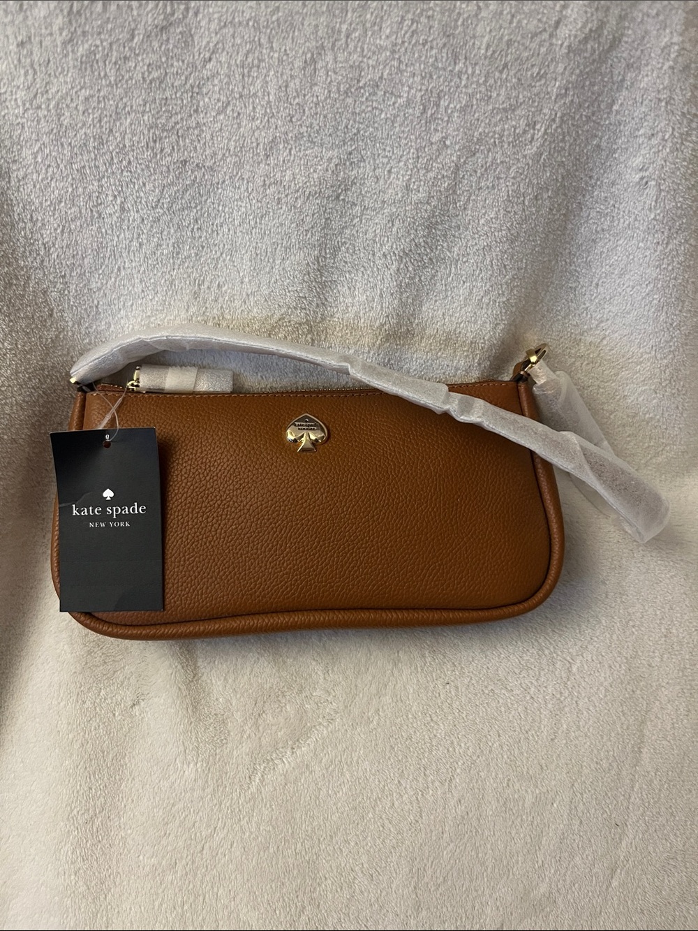 kate spade Brown Pebble-Grain Shoulder Bag with Gold Accent